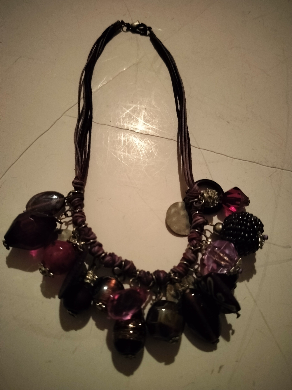 Statement Purple Beaded Pendant Choker Necklace - Women Jewelry